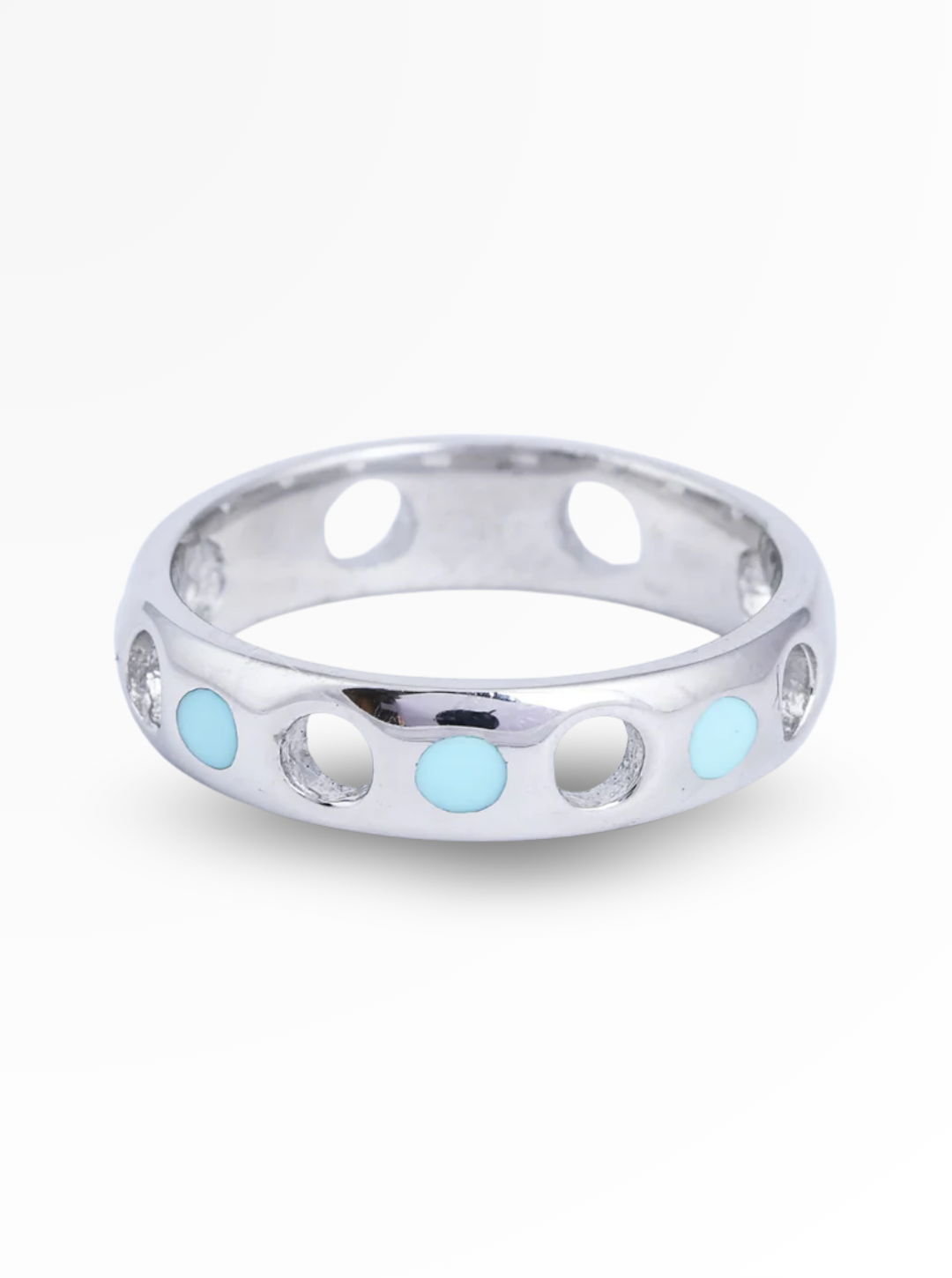 Aqua Dot Enamel Band Ring – 5mm