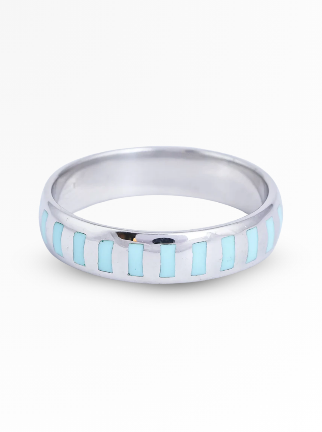 Aqua Line Enamel Band Ring – 5mm