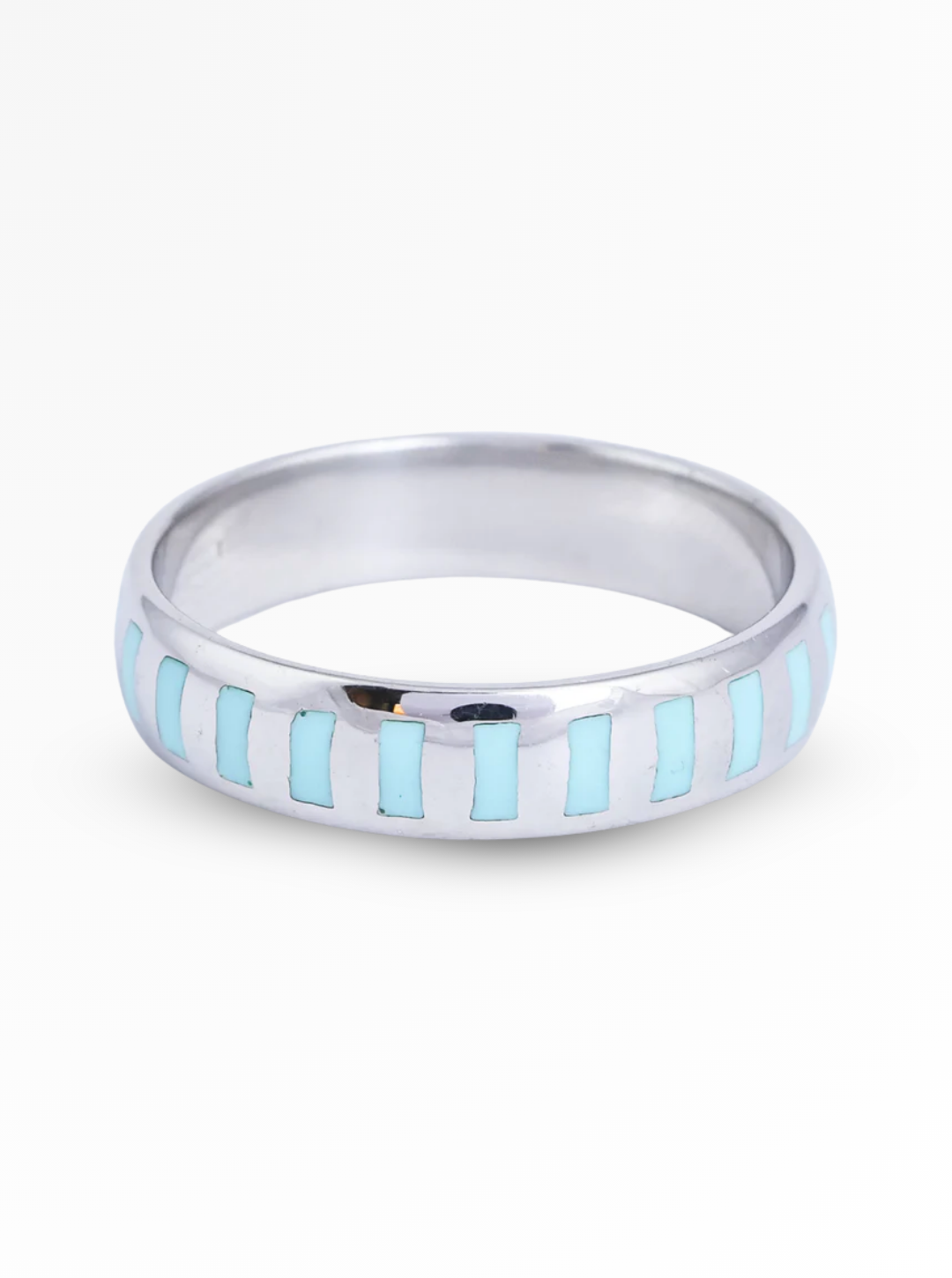 Aqua Line Enamel Band Ring – 5mm