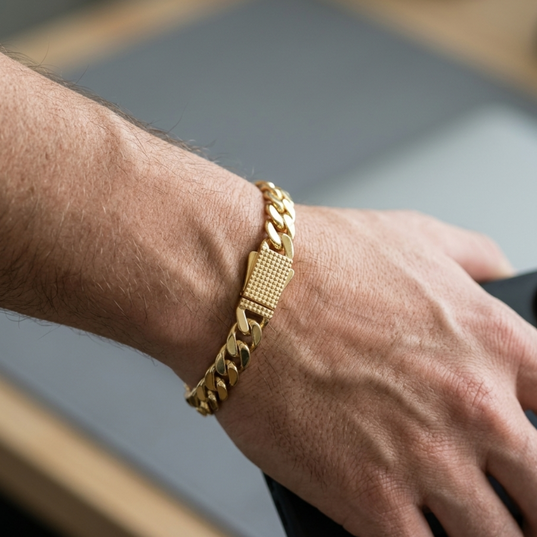Golden Edge Cuban Link Bracelet 8MM