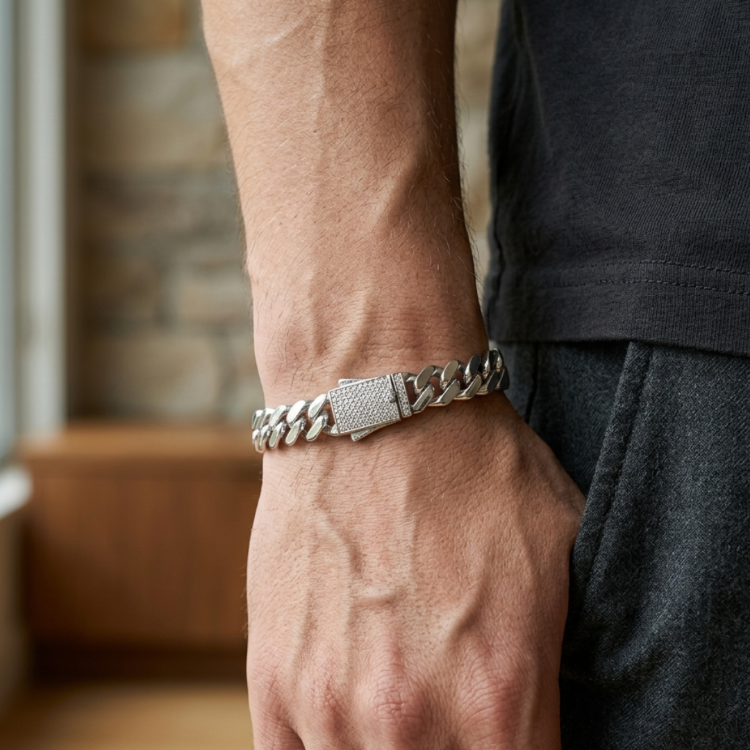 Crystal Edge Cuban Link Bracelet 8MM