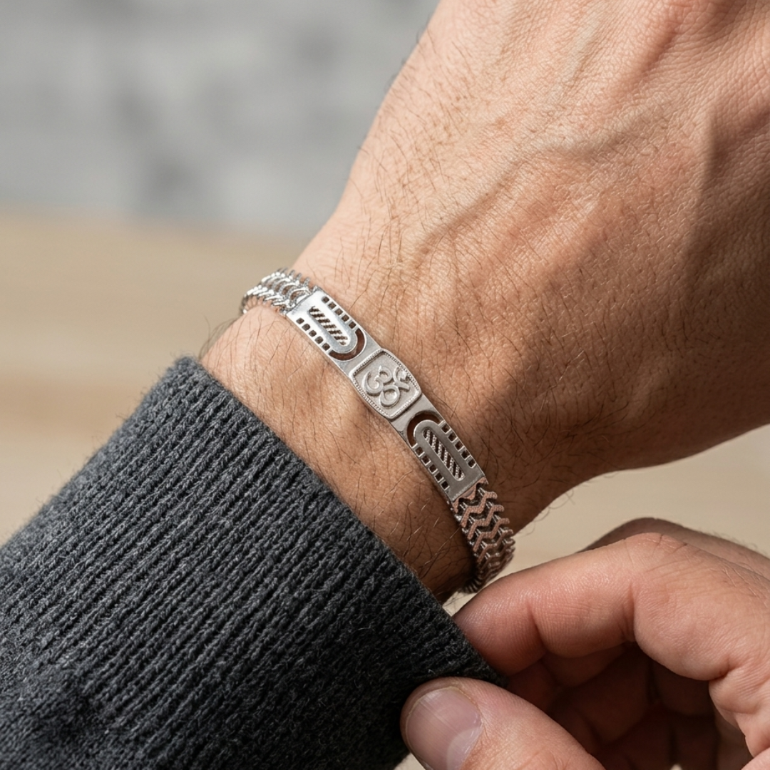 Divine Om Sterling ID Bracelet 7MM