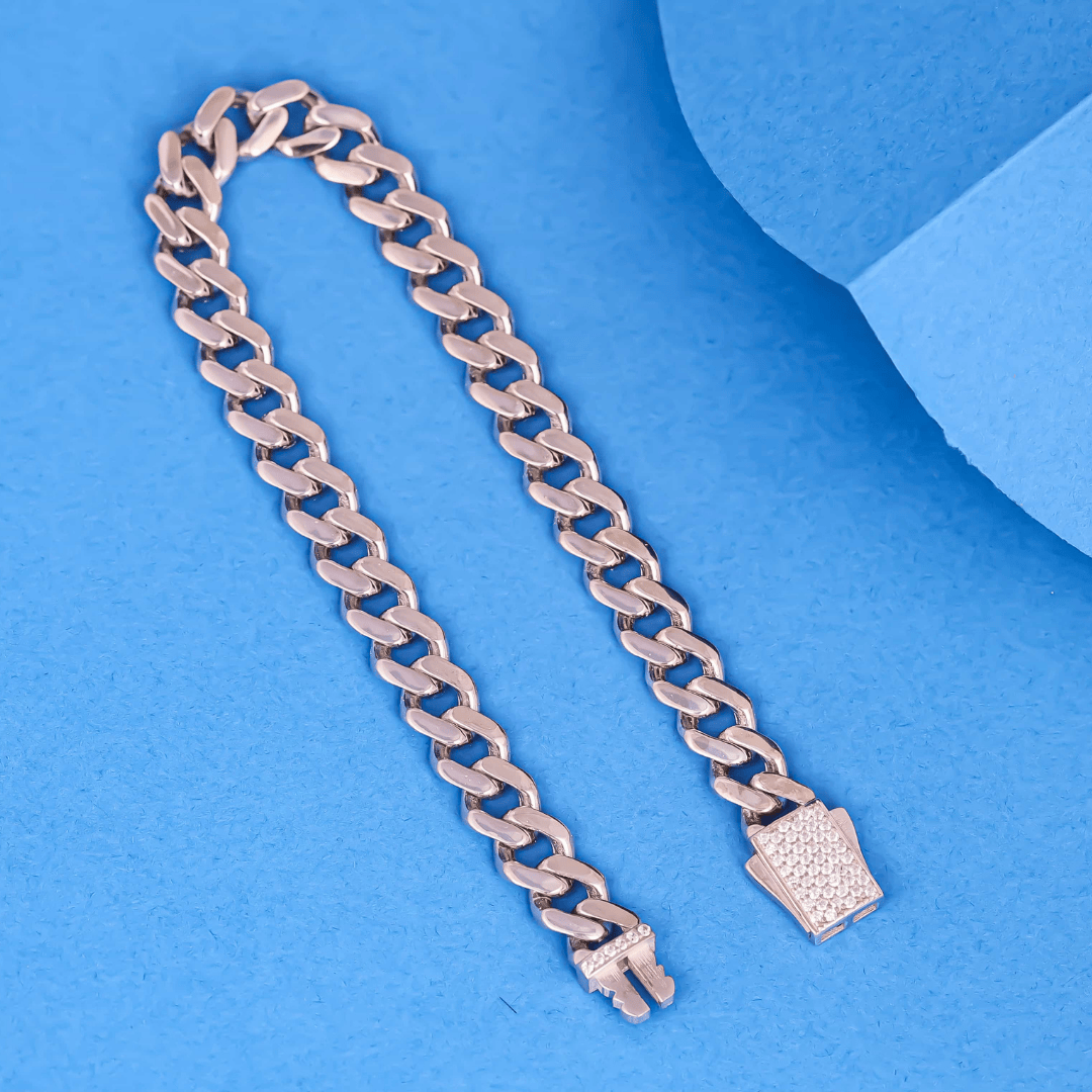 Silver Spark Cuban Link Bracelet 8MM