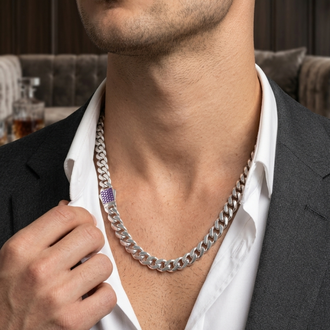 Elite Pattern Silver Chain 10MM