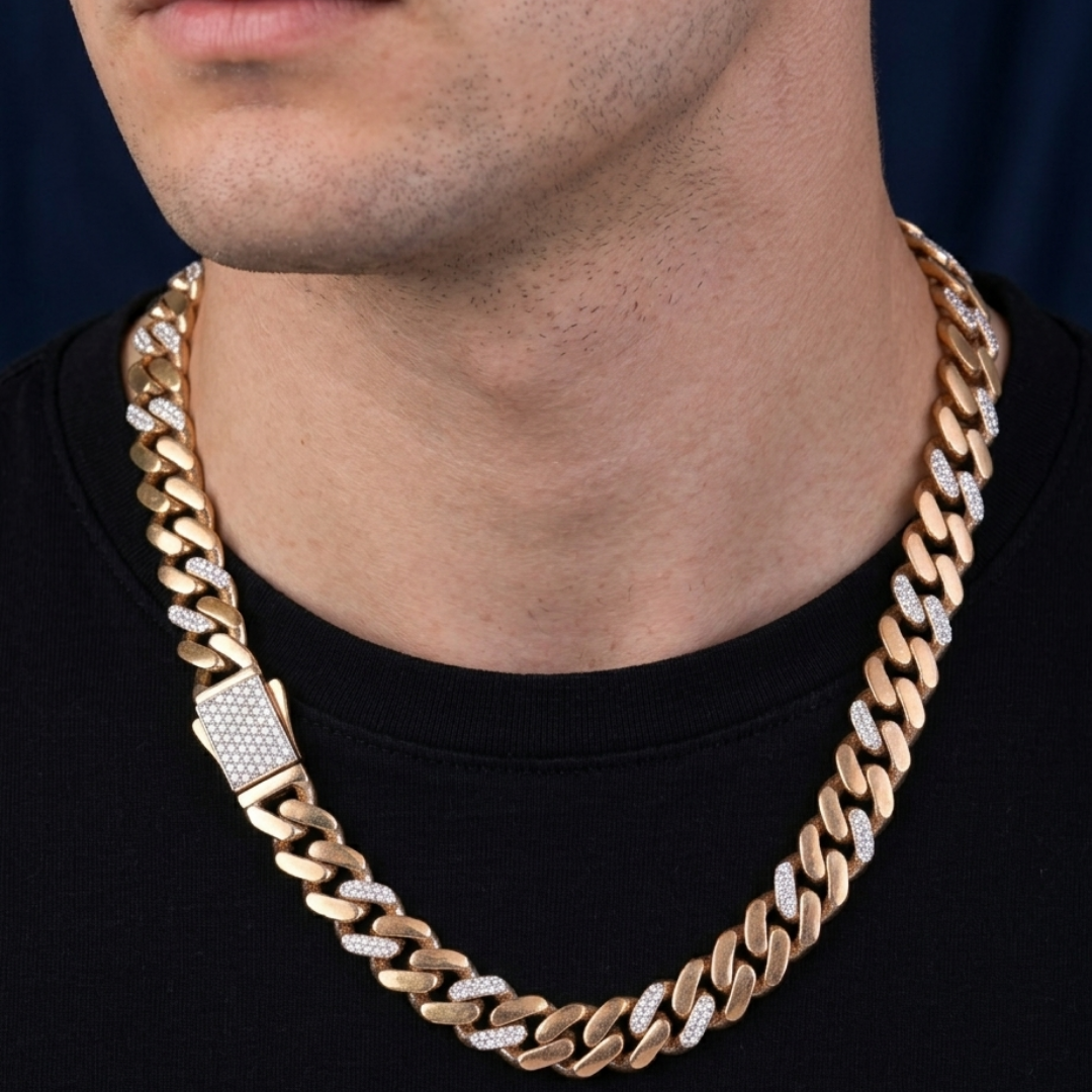 Rose Gold Diamond Cuban Link Chain 6.5MM