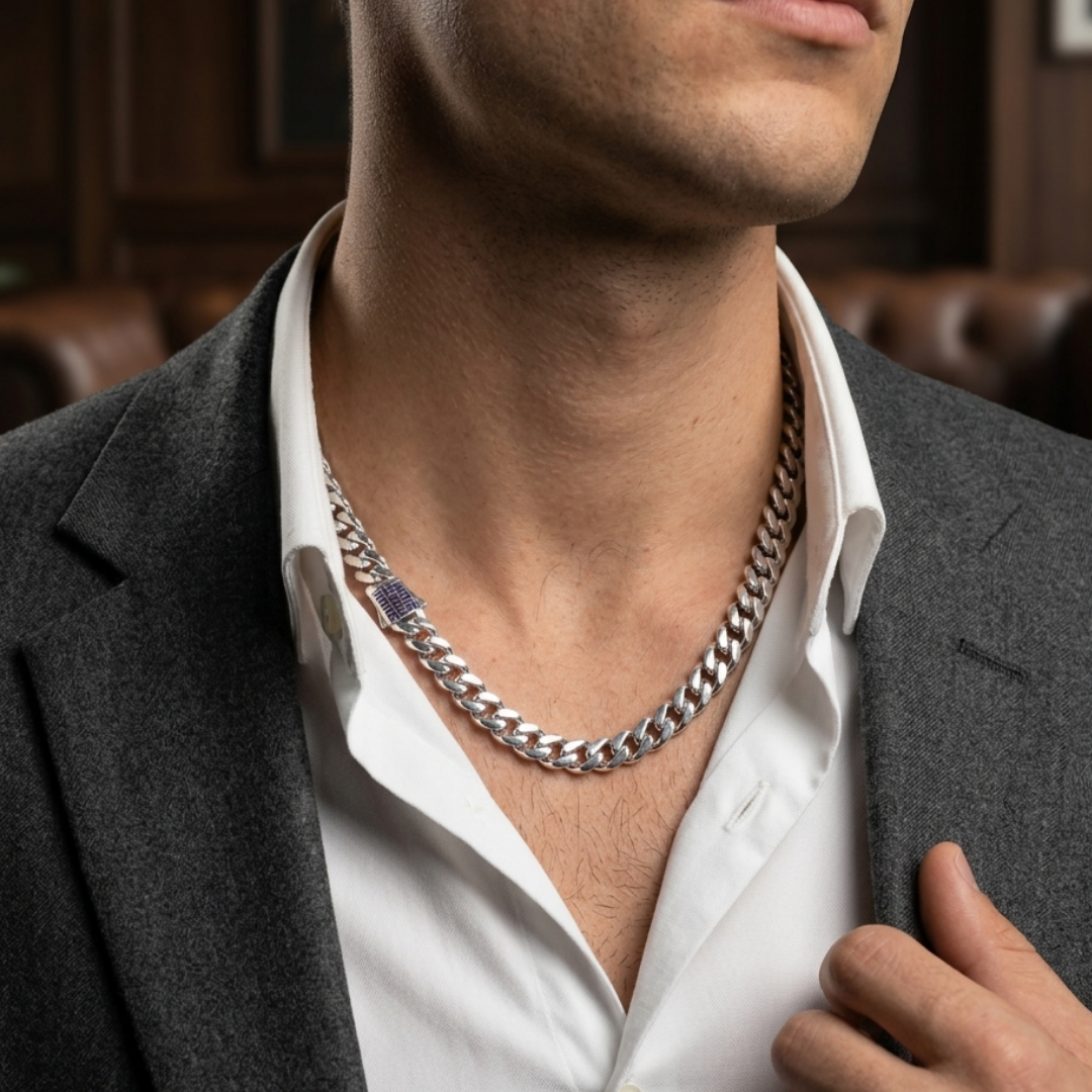 Urban Grid Cuban Silver Chain 10MM