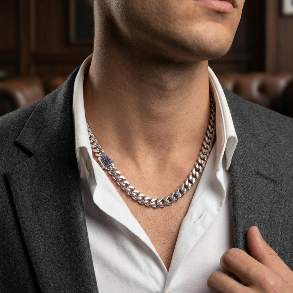 Urban Grid Cuban Silver Chain 10MM