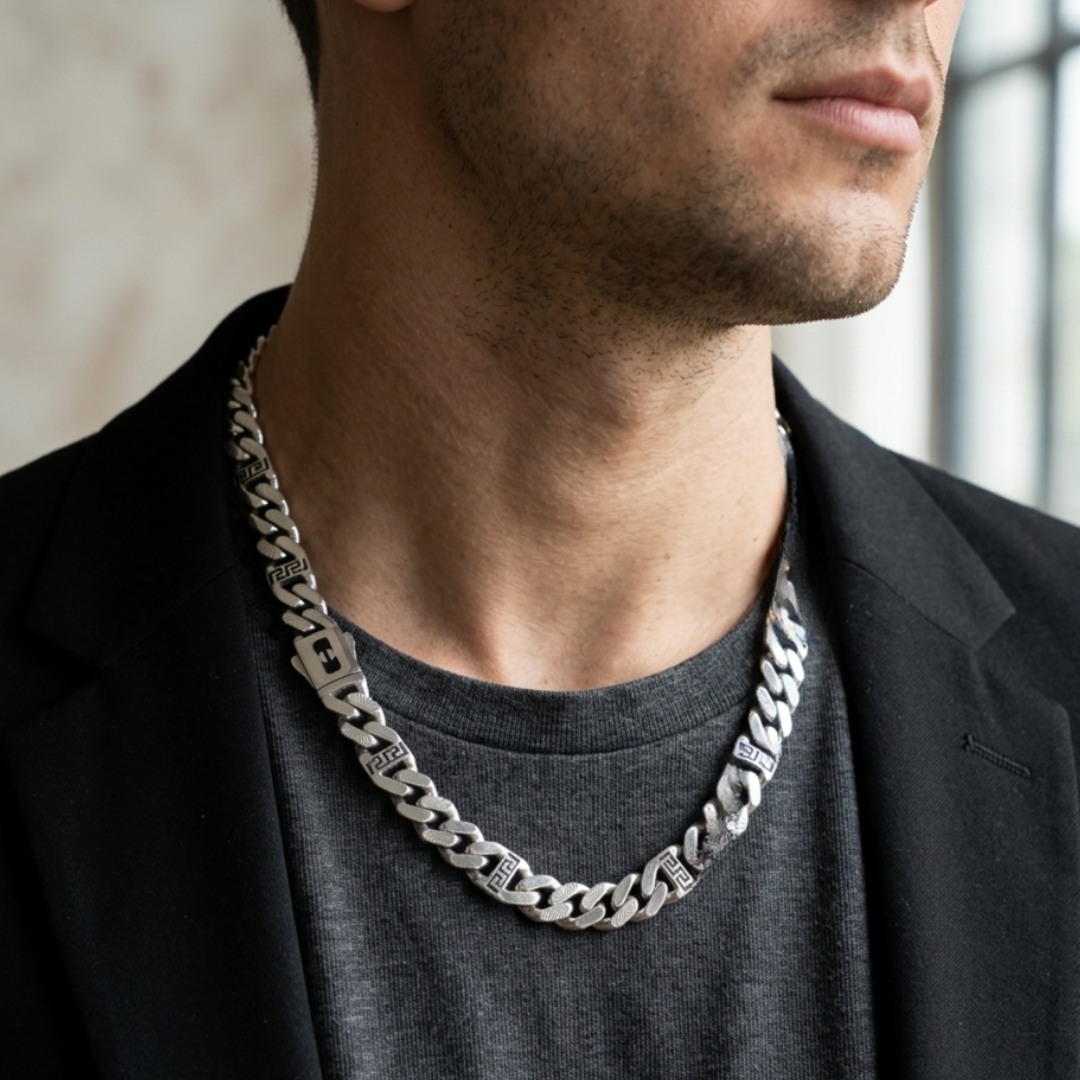 Imperial Greek Link Silver Chain 11MM