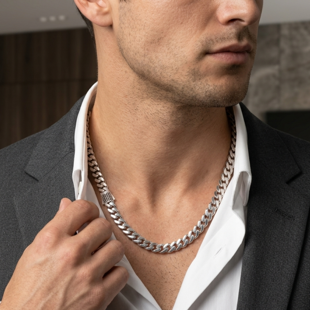 Hexa Shield Cuban Silver Chain 11MM