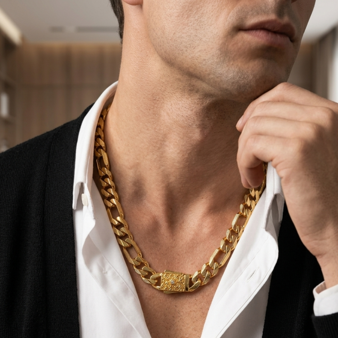 Royal Engraved Gold Chain 10MM