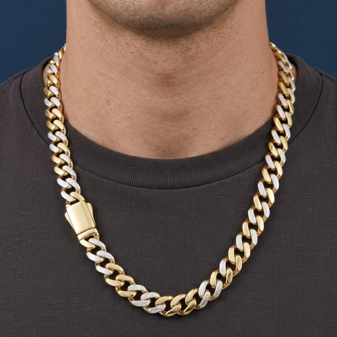 Dual Tone Cuban Gold Chain 9MM