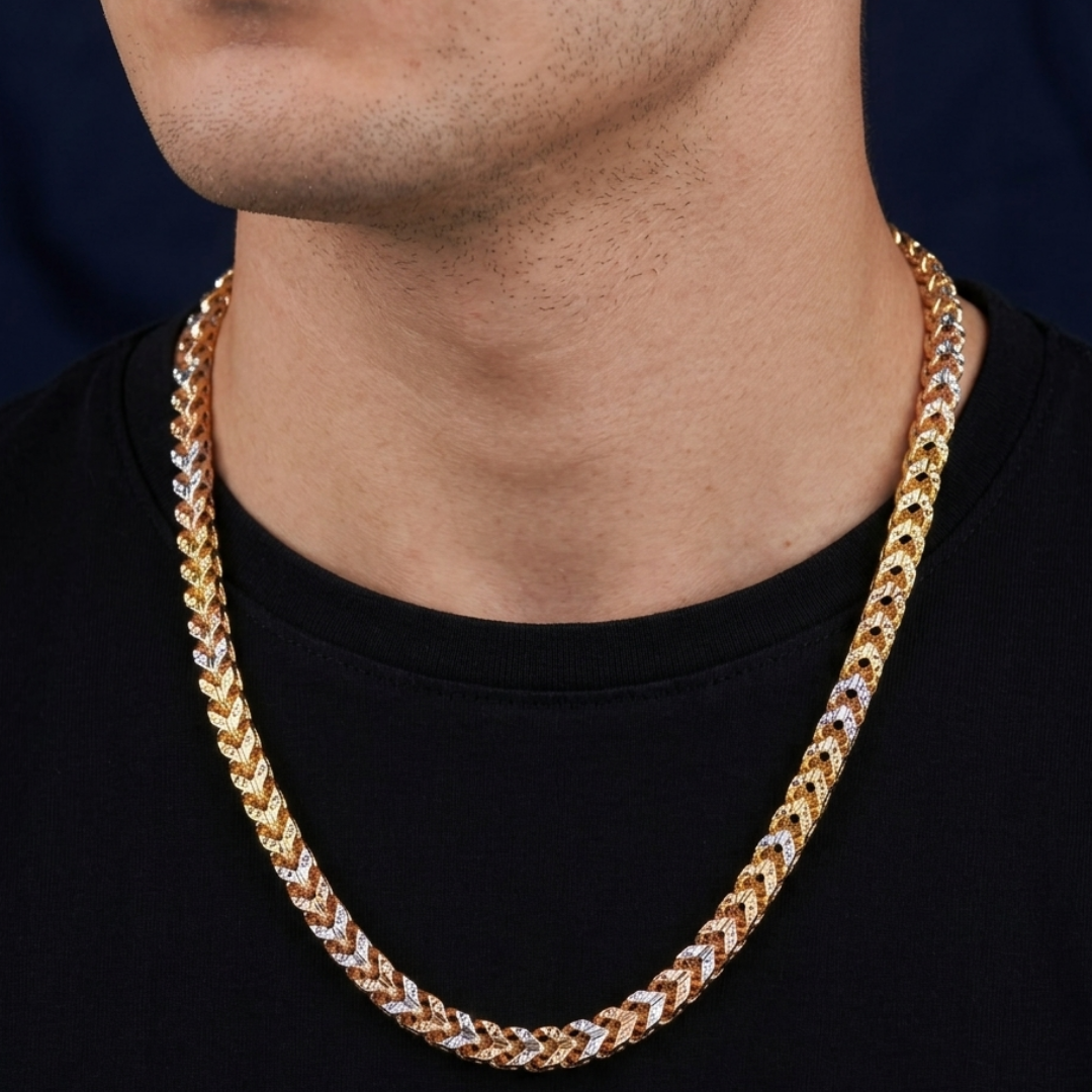 Two-Tone Textured Link Chain 4MM