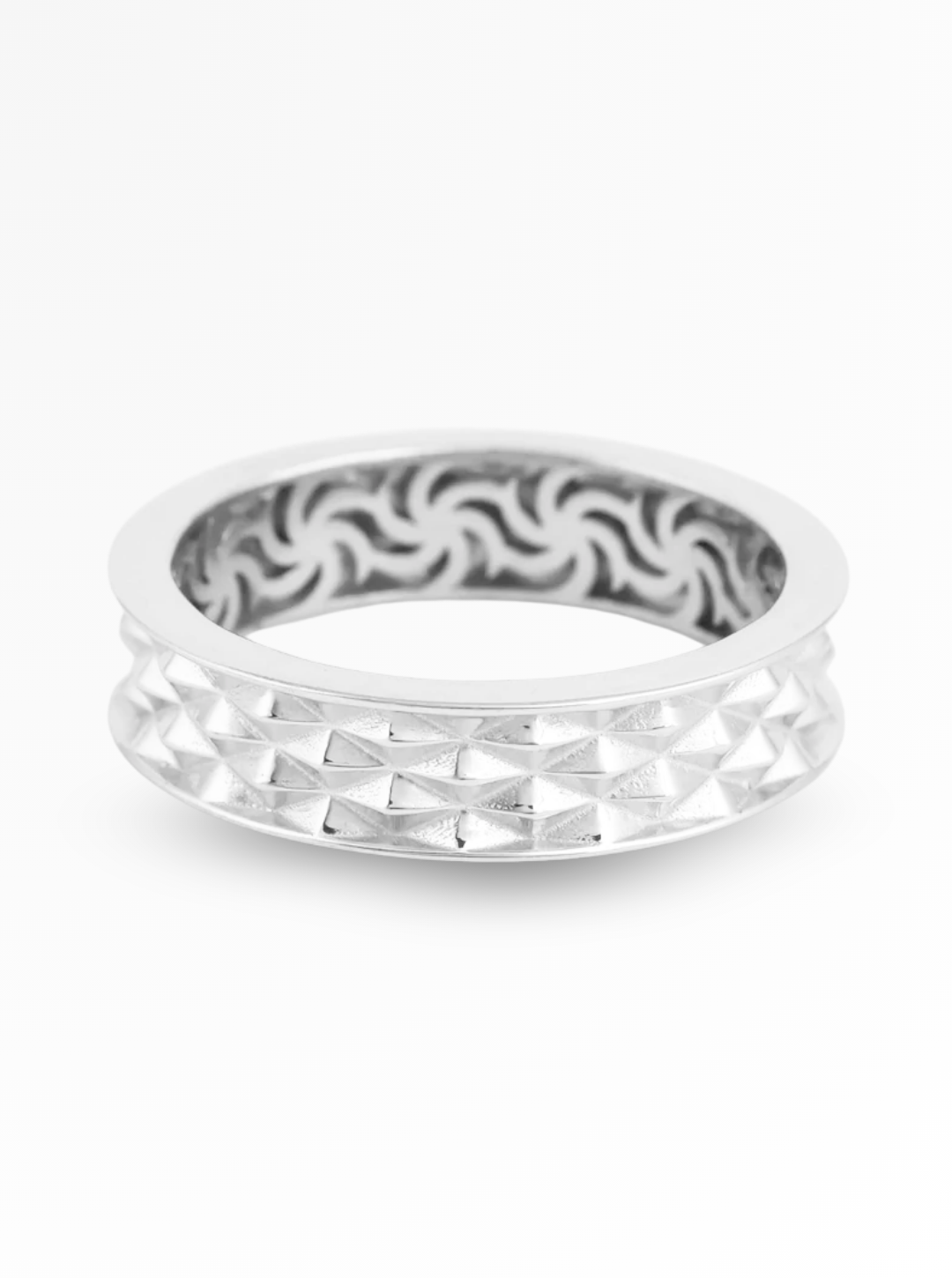 Classic Textured Band Silver Ring  6mm