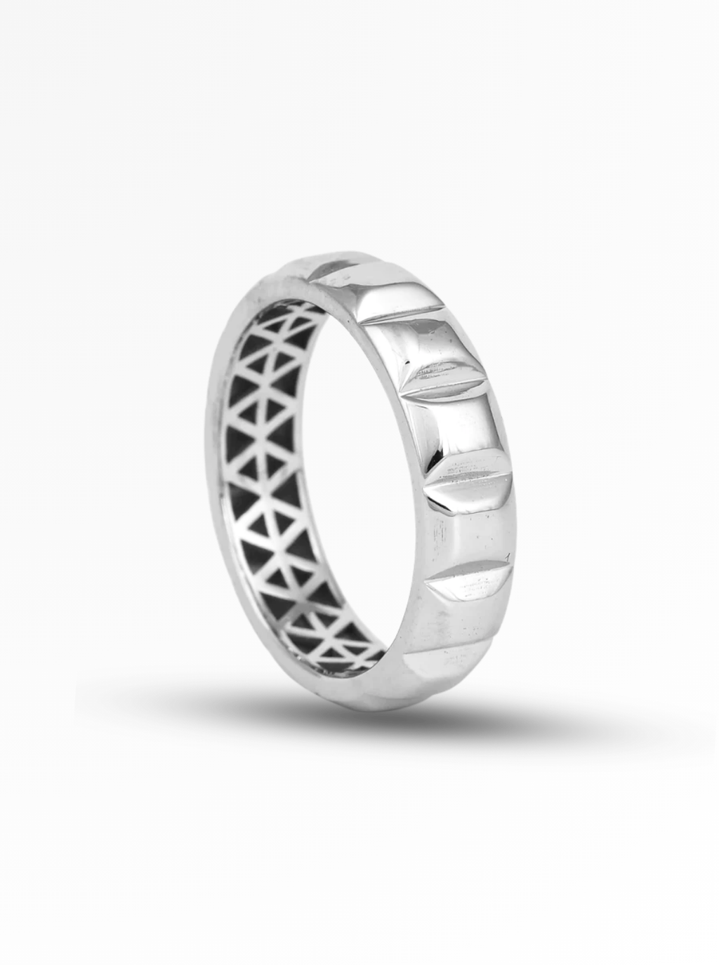 Geometric Facet Silver Band Ring 6mm