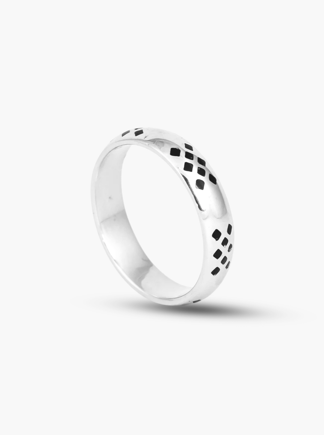 Noir Grid Pattern Band Ring – 4.5mm