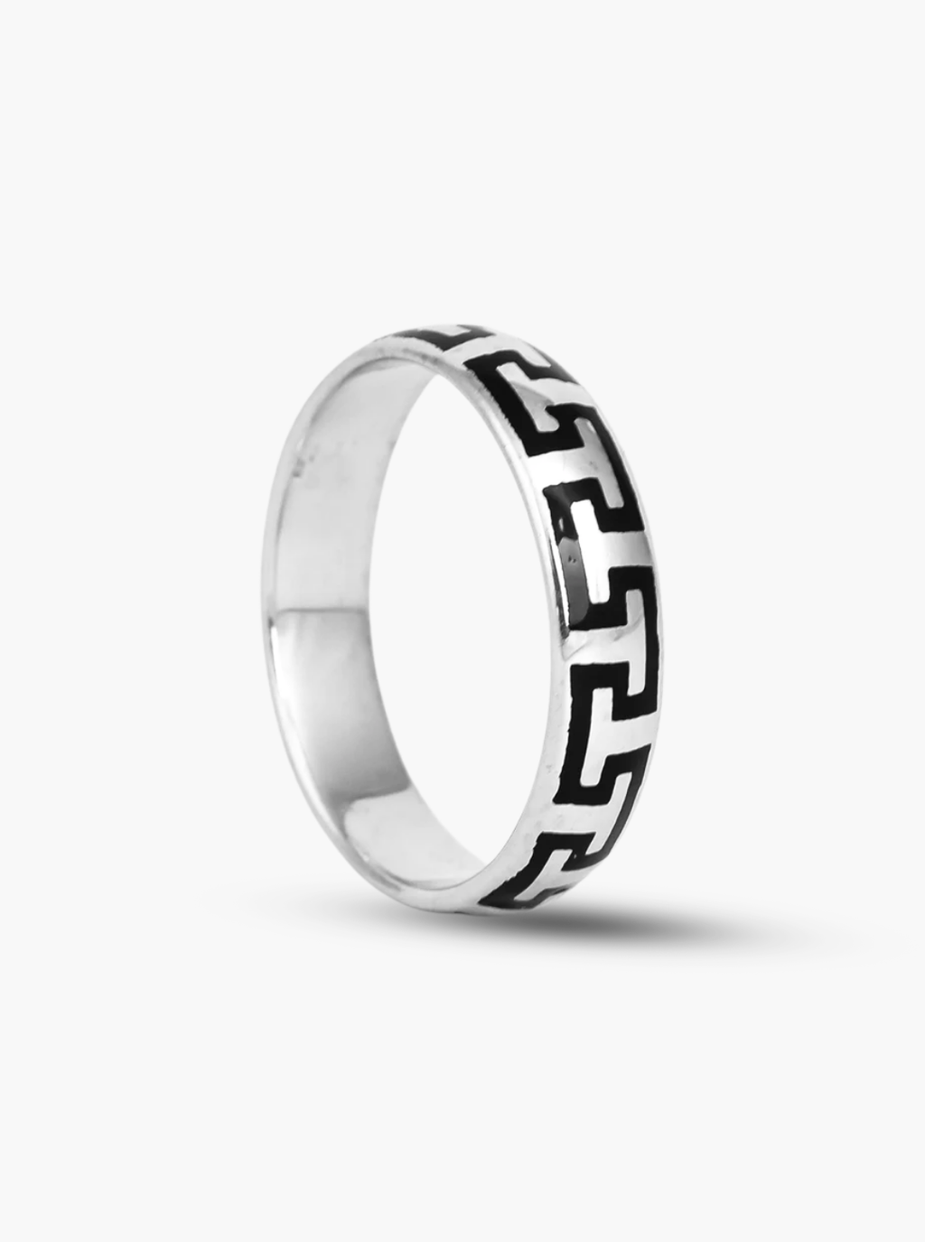 Noir Link Pattern Band Ring – 5mm