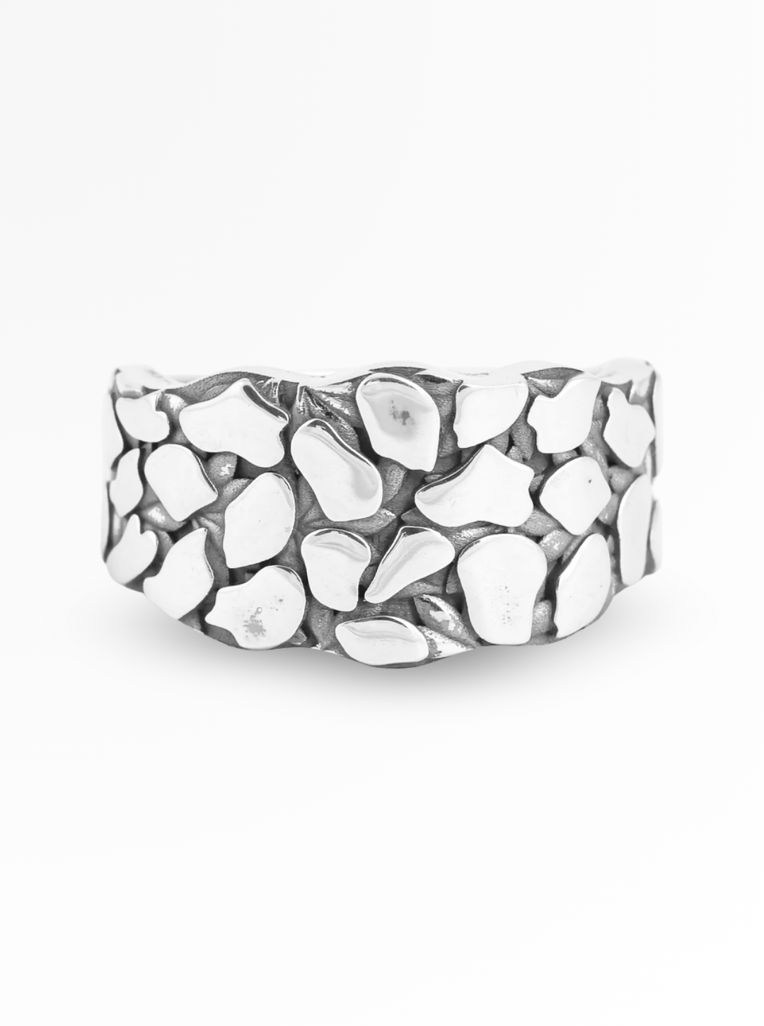 Obsidian Pebble Texture Band Ring – 14mm