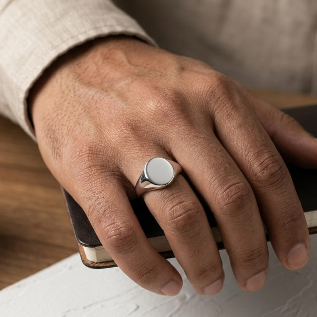 Classic Oval Signet Silver Ring – 12mm