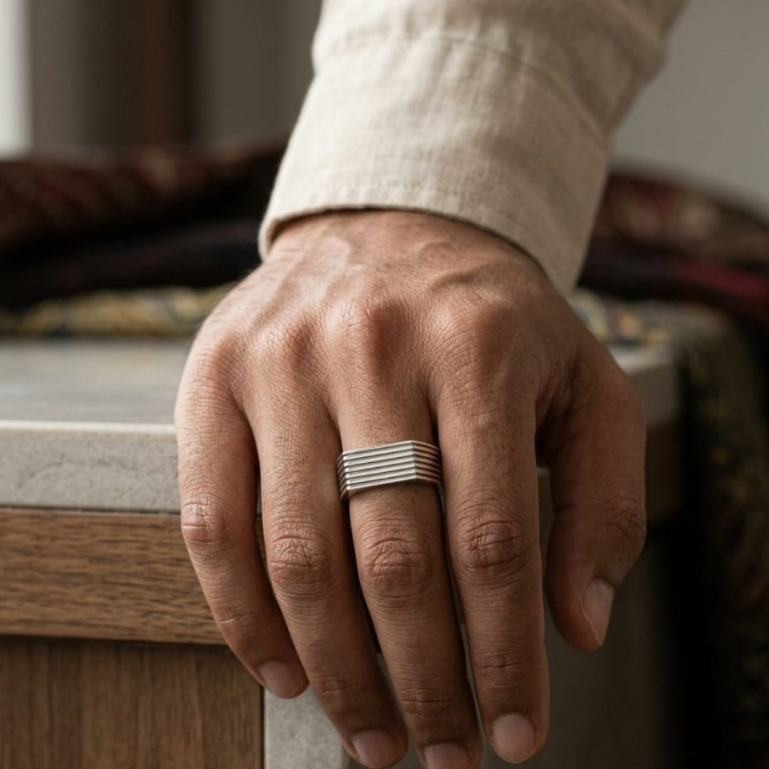 Modern Ridge Silver Ring – 9mm