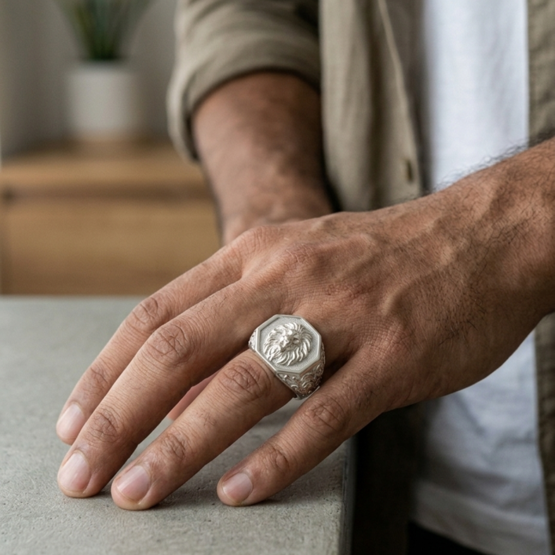 Royal Lion Crest Statement Ring – 16mm