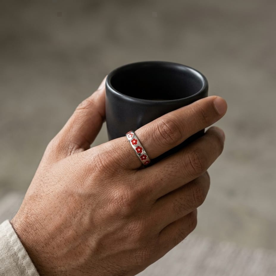 Flora Pop Enamel Band Ring – 5mm