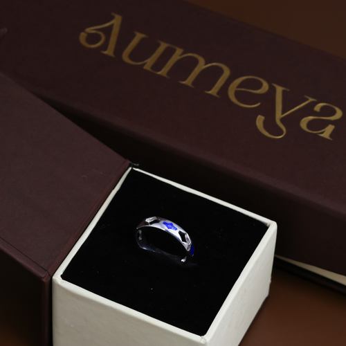 Azure Star Enamel Band Ring – 5mm