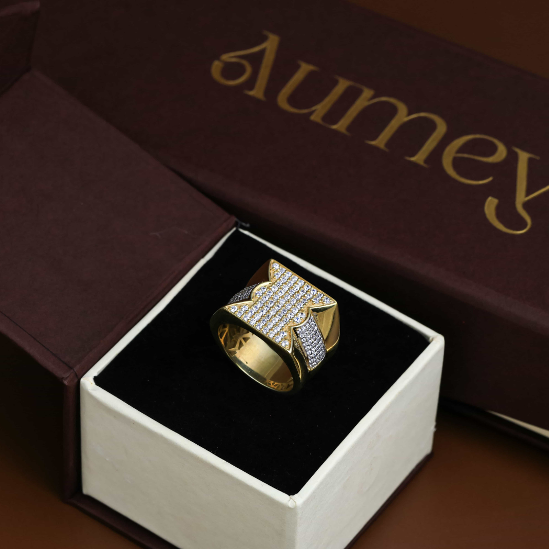 Royal Arrow Pave Silver Ring 18mm