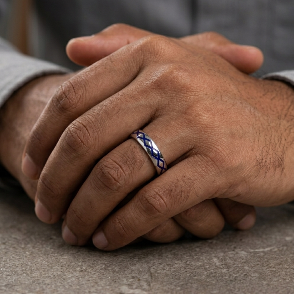 Azure Lattice Enamel Band Ring – 5mm