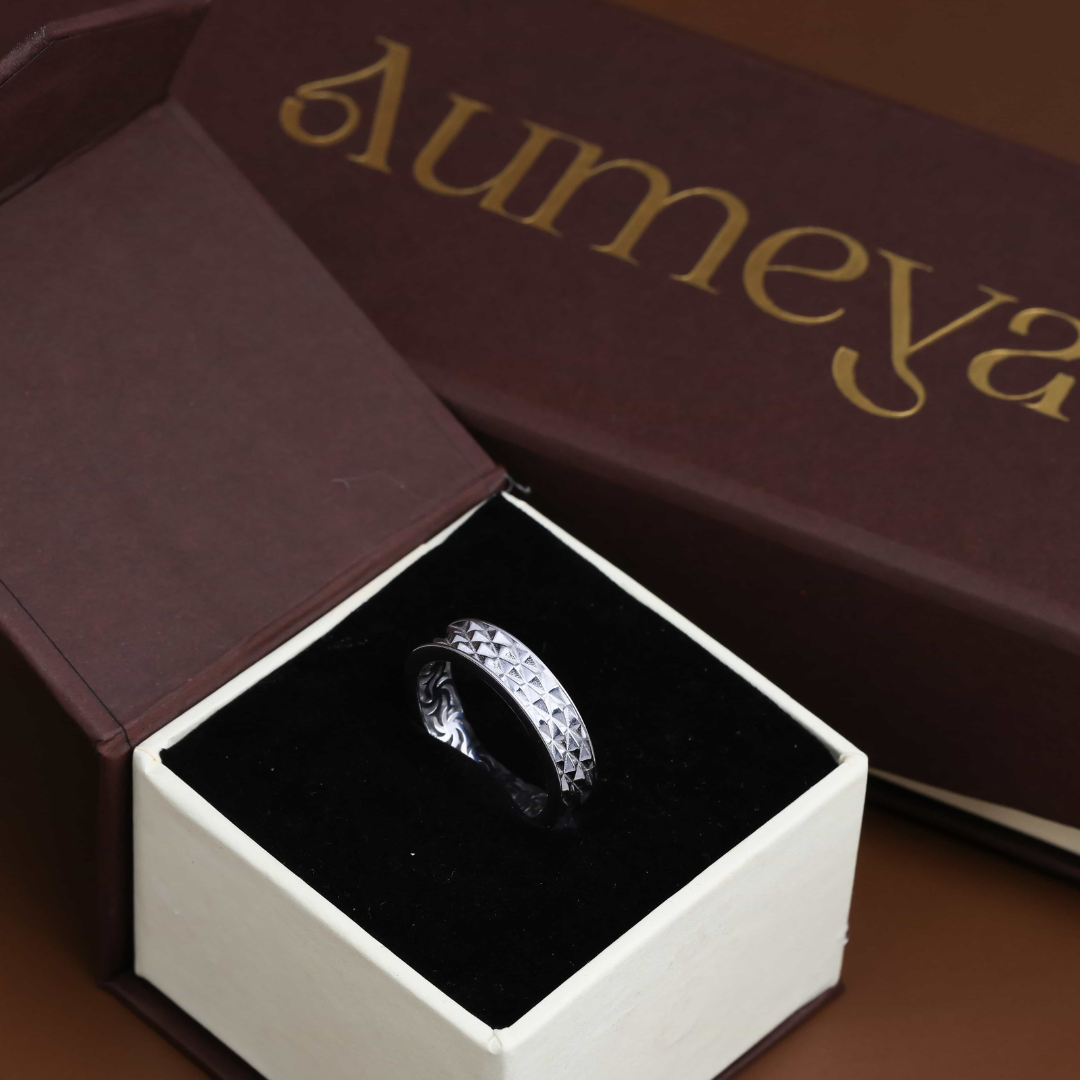 Classic Textured Band Silver Ring  6mm