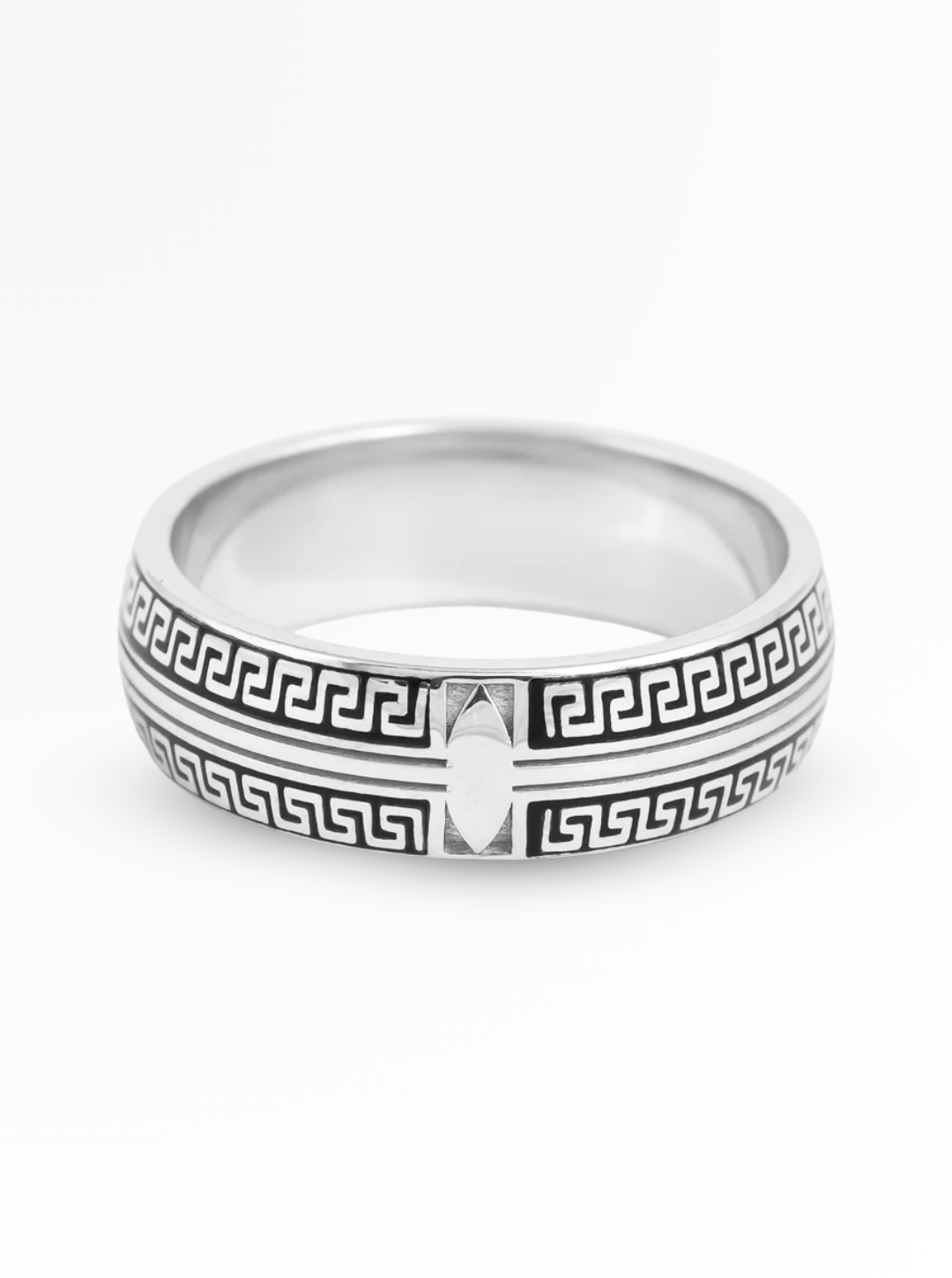Regal Greek Key Band Ring – 7mm