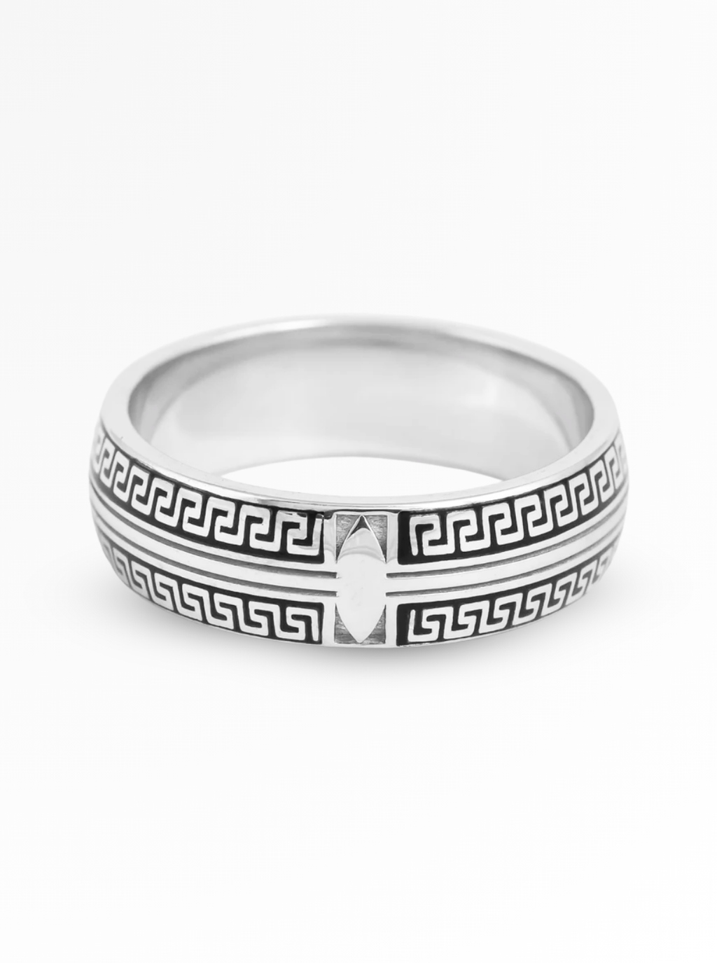 Regal Greek Key Band Ring – 7mm