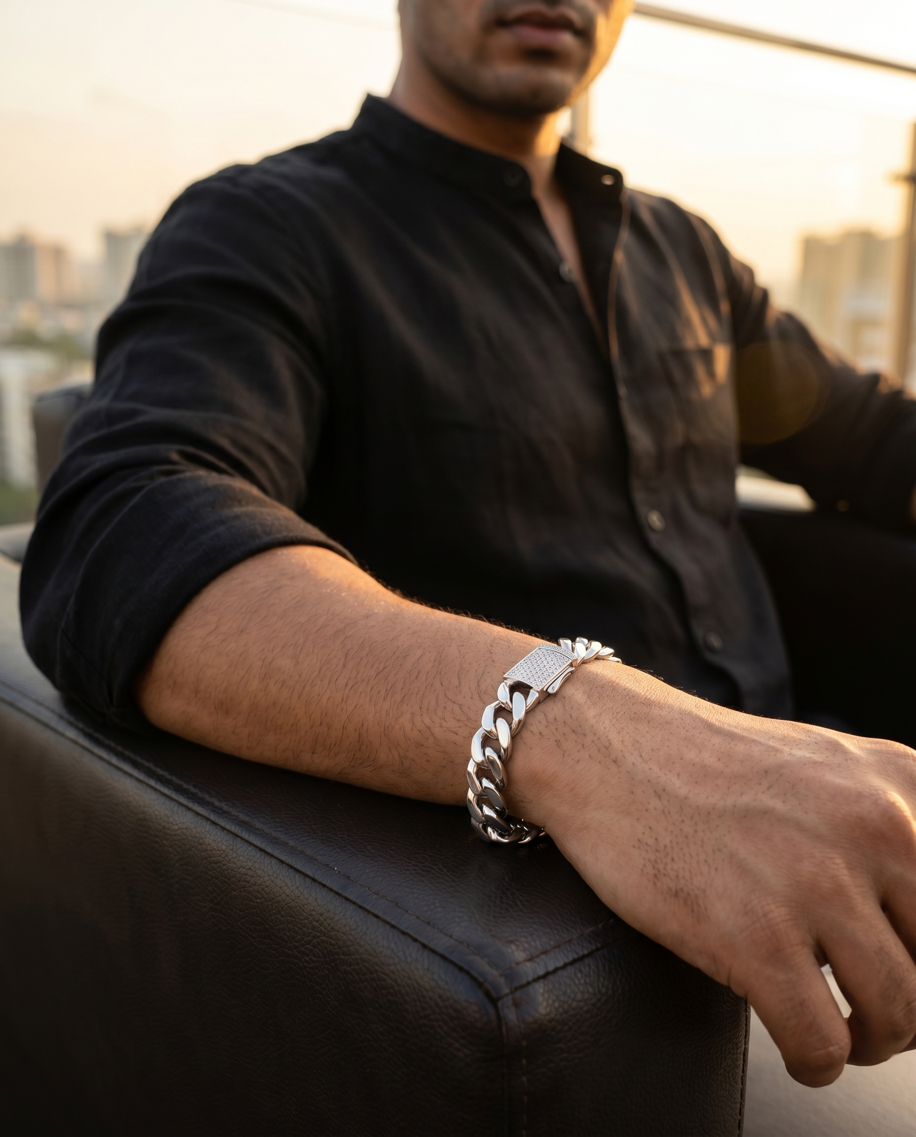Silver Spark Cuban Link Bracelet 8MM