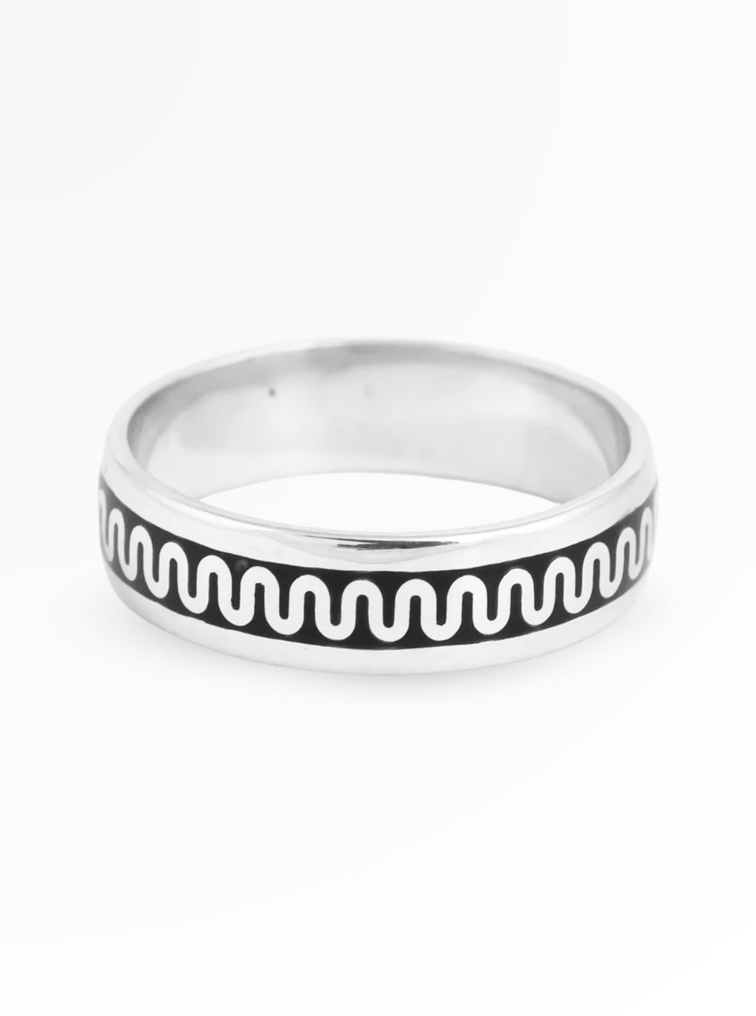 Wave Noir Minimal Band Ring – 6mm