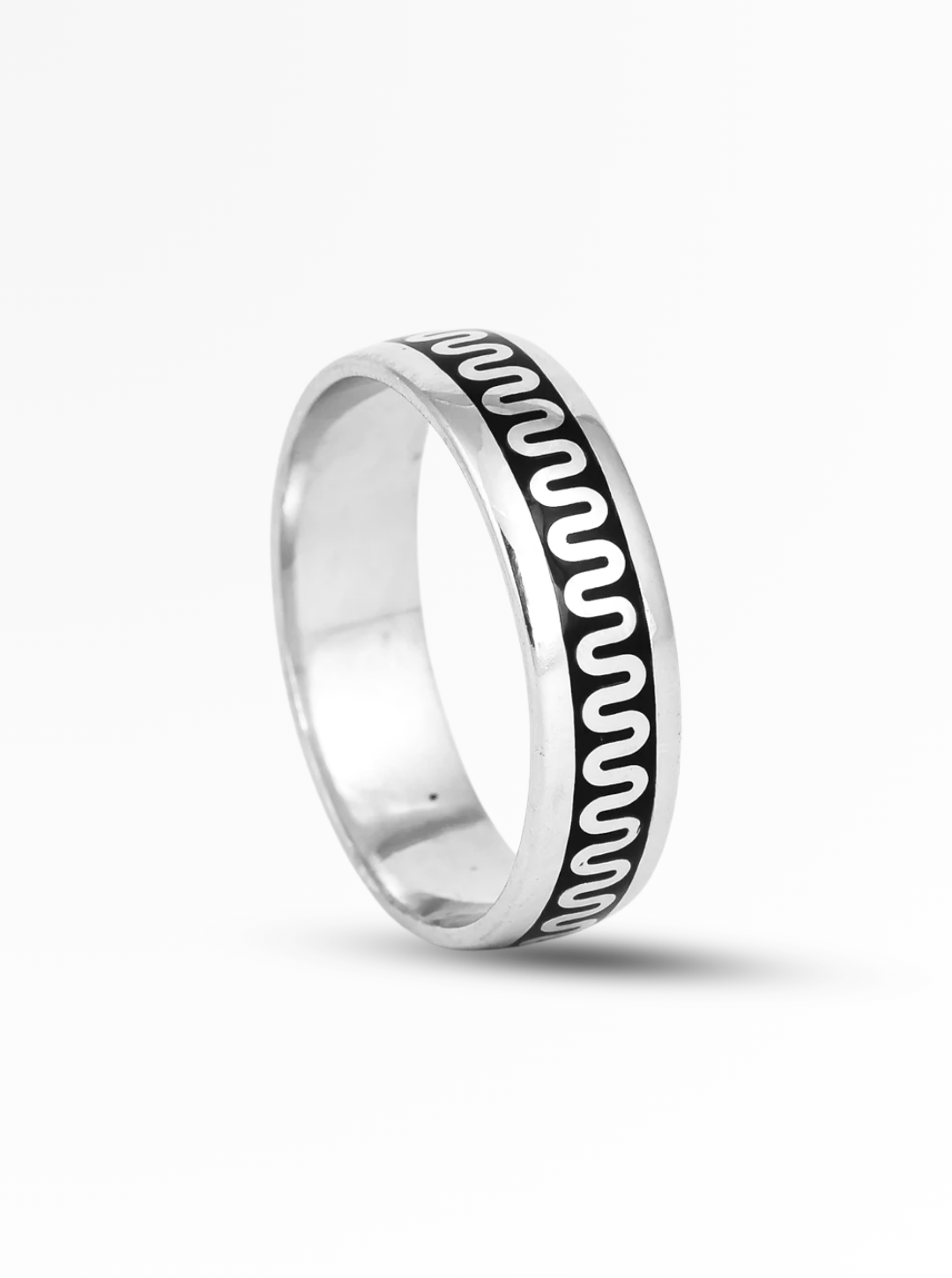 Wave Noir Minimal Band Ring – 6mm