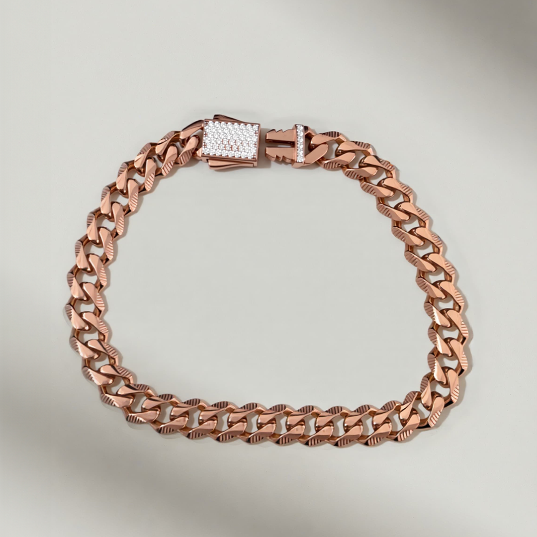 Rose Cuban Diamond Bracelet