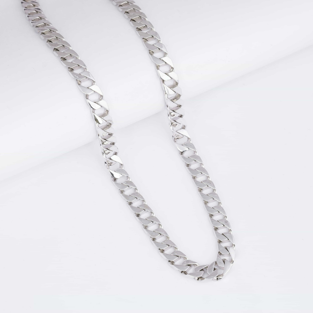 Greek Key Cuban Silver Chain 8.5MM