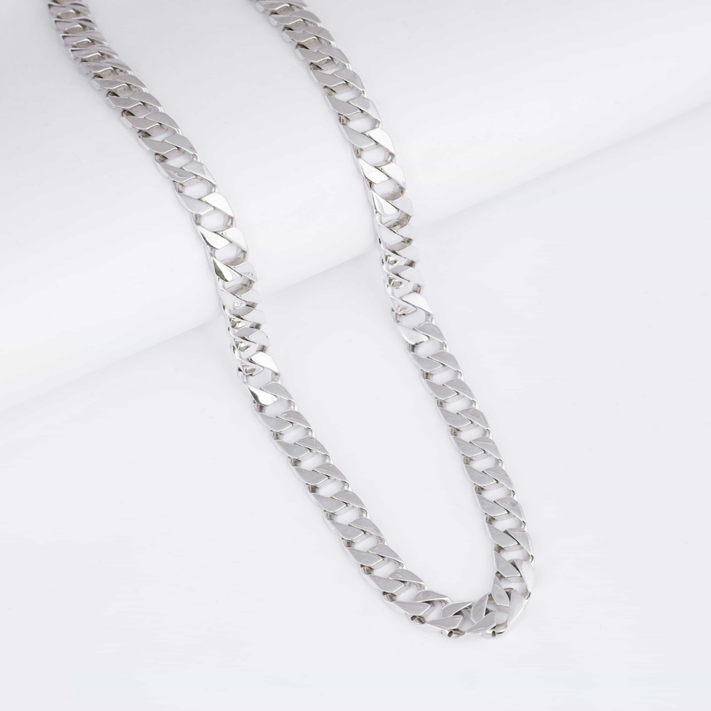 Greek Key Cuban Silver Chain 8.5MM