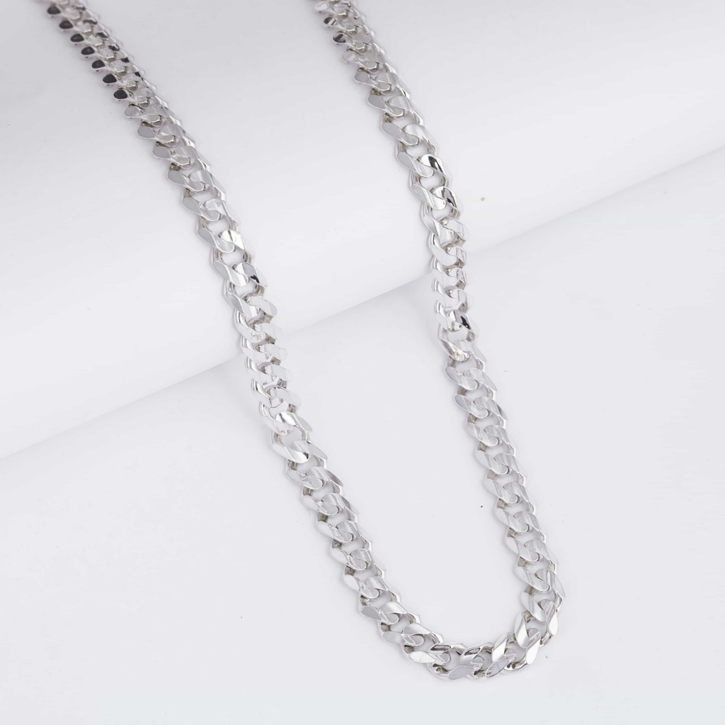 Signature Plate Cuban Silver Chain 9MM