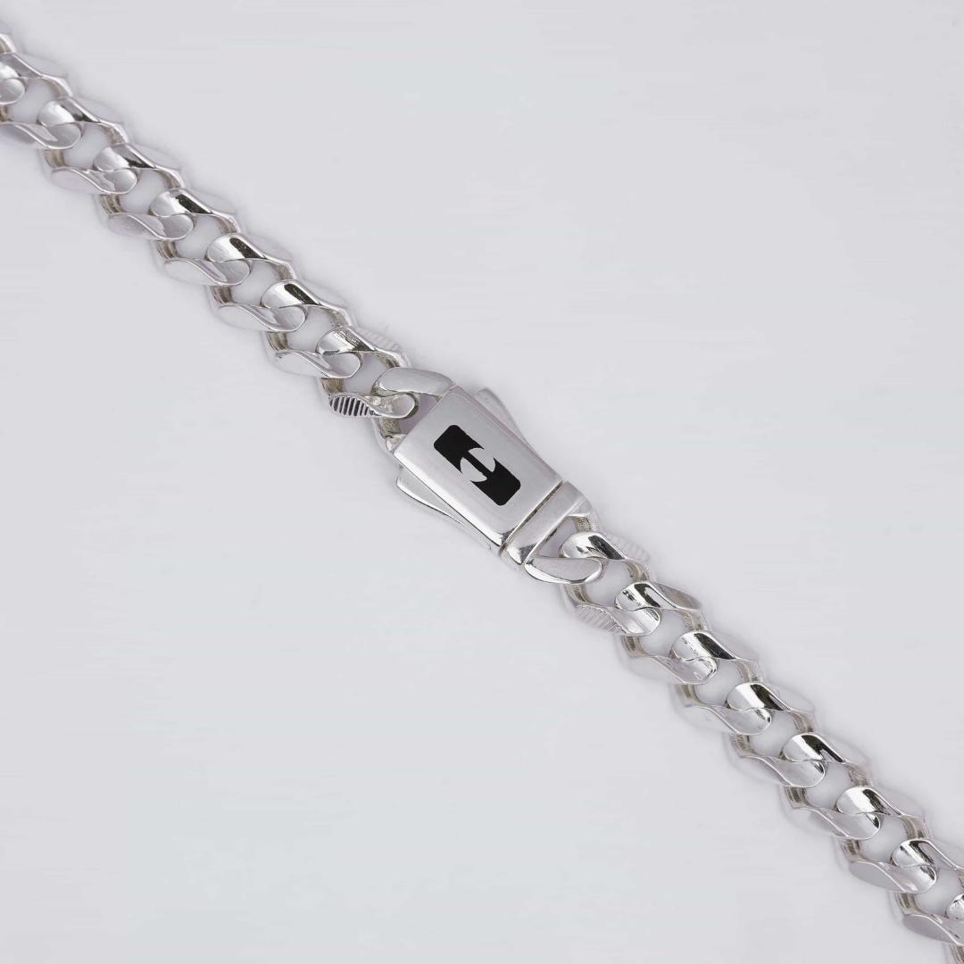 Signature Plate Cuban Silver Chain 9MM