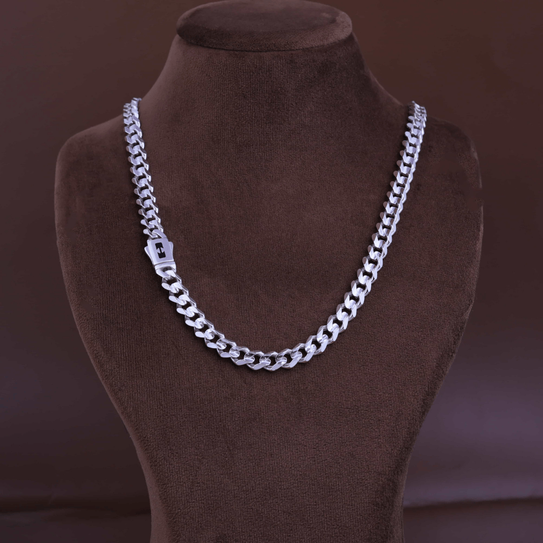 Signature Plate Cuban Silver Chain 9MM