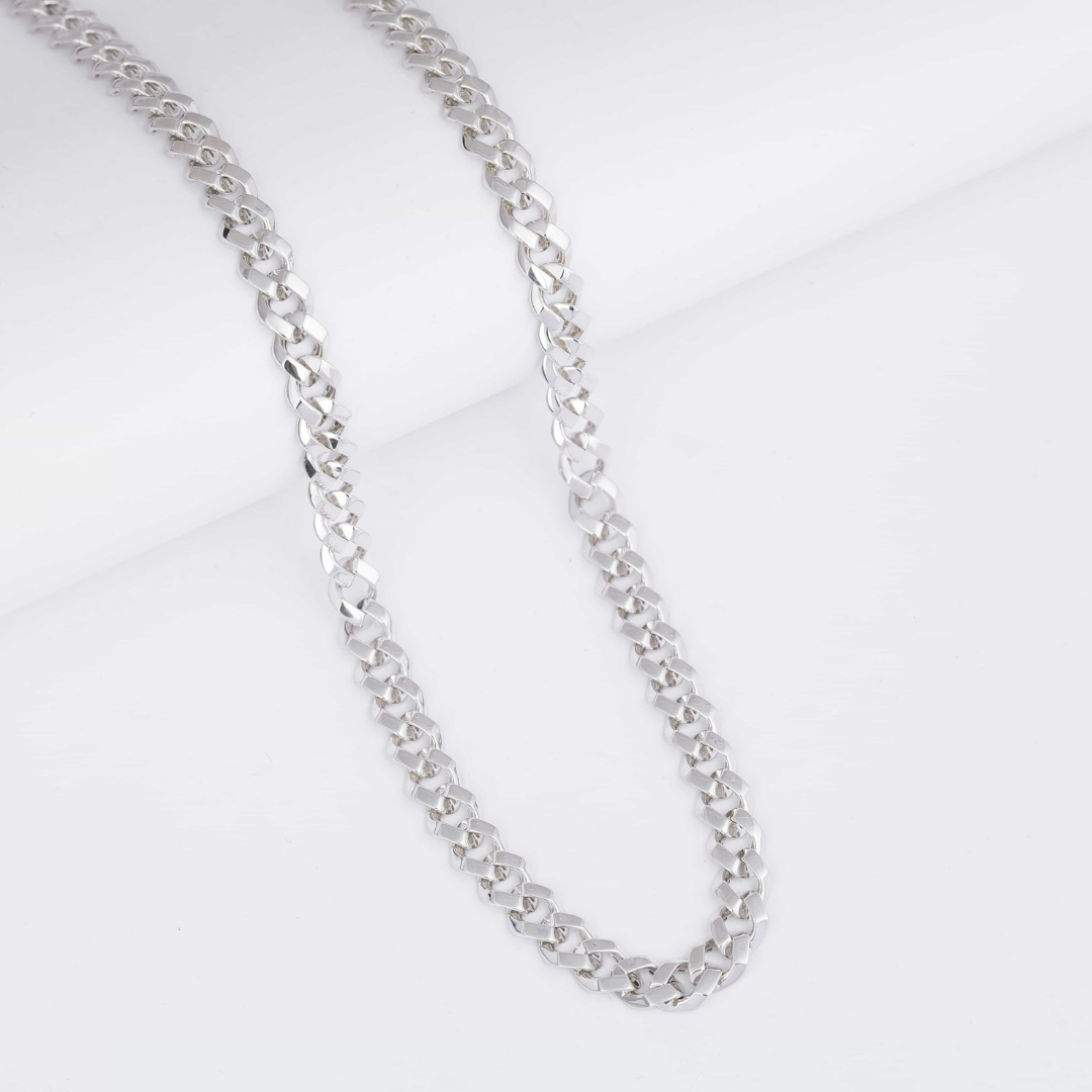 Om Symbol Cuban Silver Chain 7.5MM