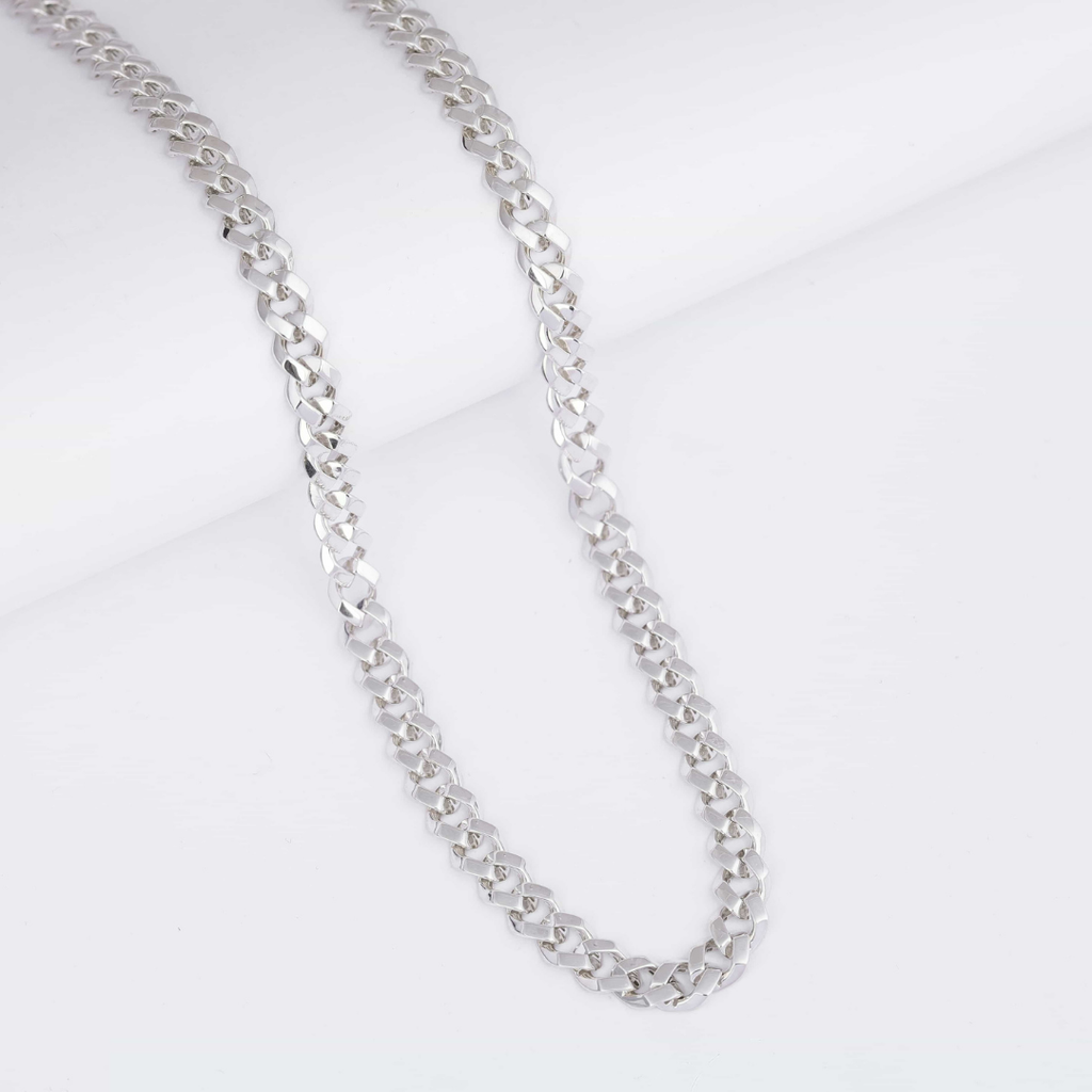 Om Symbol Cuban Silver Chain 7.5MM