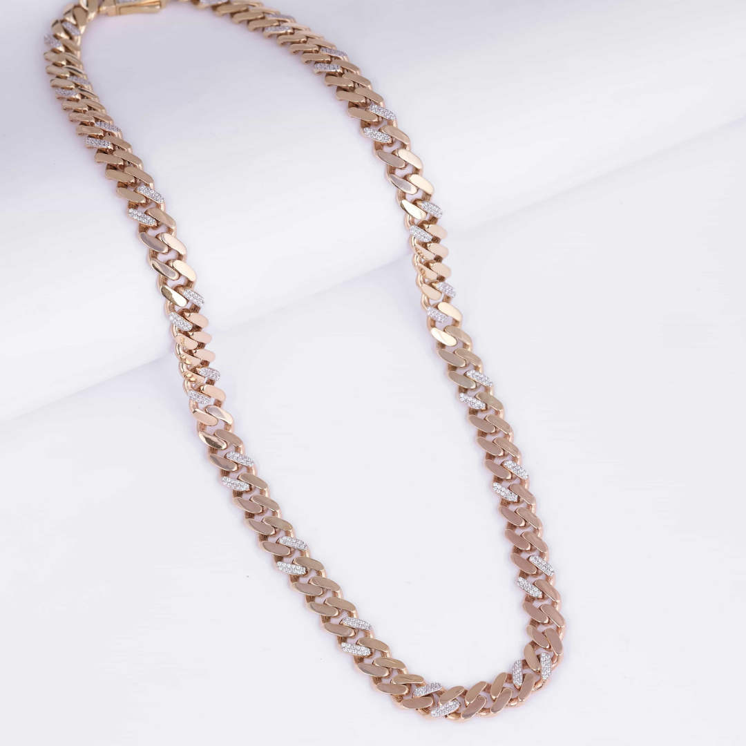 Rose Gold Diamond Cuban Link Chain 6.5MM