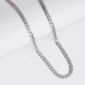 Royal Blue Accent Cuban Silver Chain 7MM