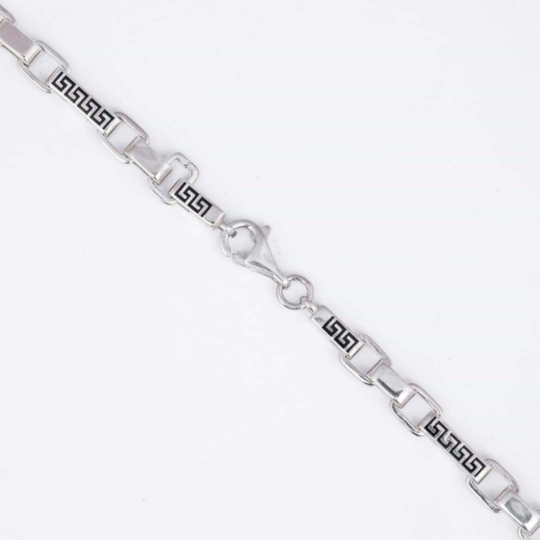Greek Key Link Silver Chain 6MM