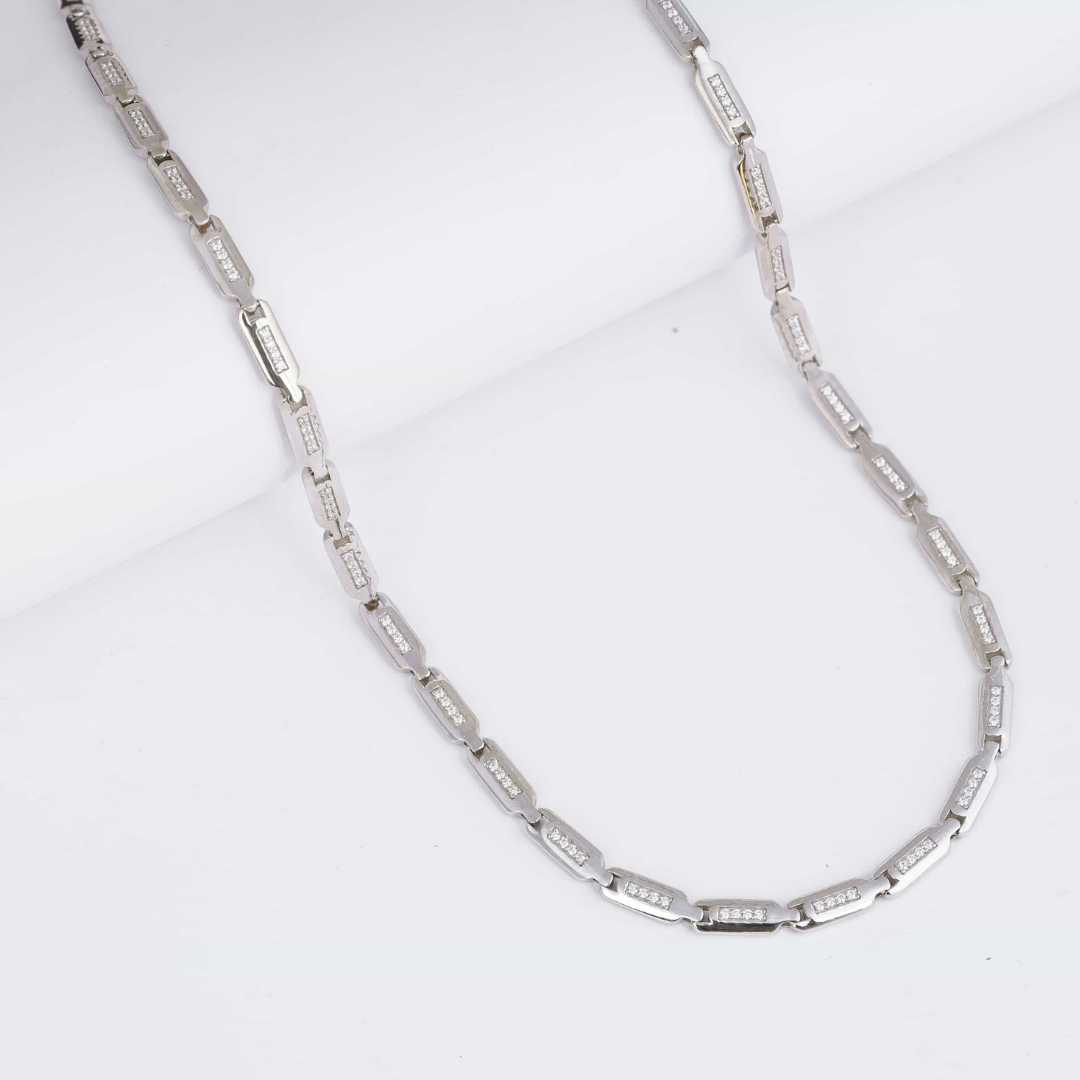 Crystal Bar Silver Chain 5MM