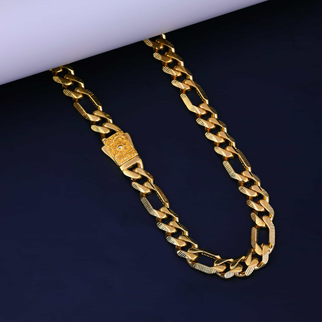 Royal Engraved Gold Chain 10MM