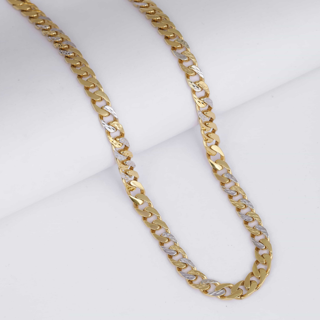 Geometric Dual Tone Gold Chain 8MM