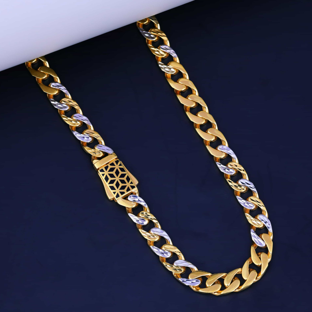 Geometric Dual Tone Gold Chain 8MM