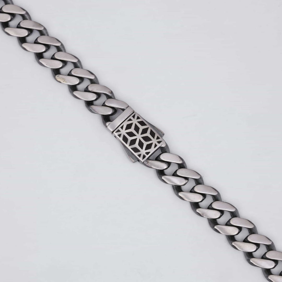 Cubic Design Silver Chain 10MM